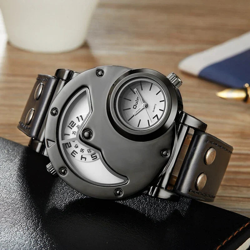 Watch with double time display in luxury design