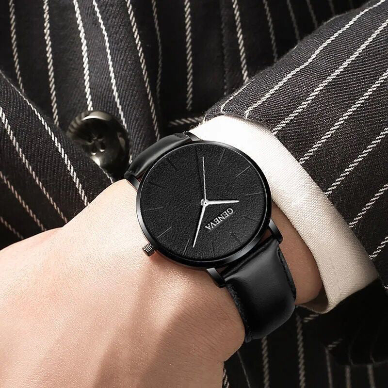 Elegant Business Watch Set with Light and Minimalist Bracelet