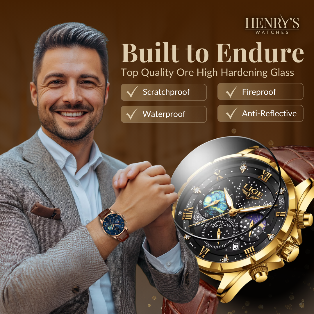 Watch with Elegant Moon Phase Design