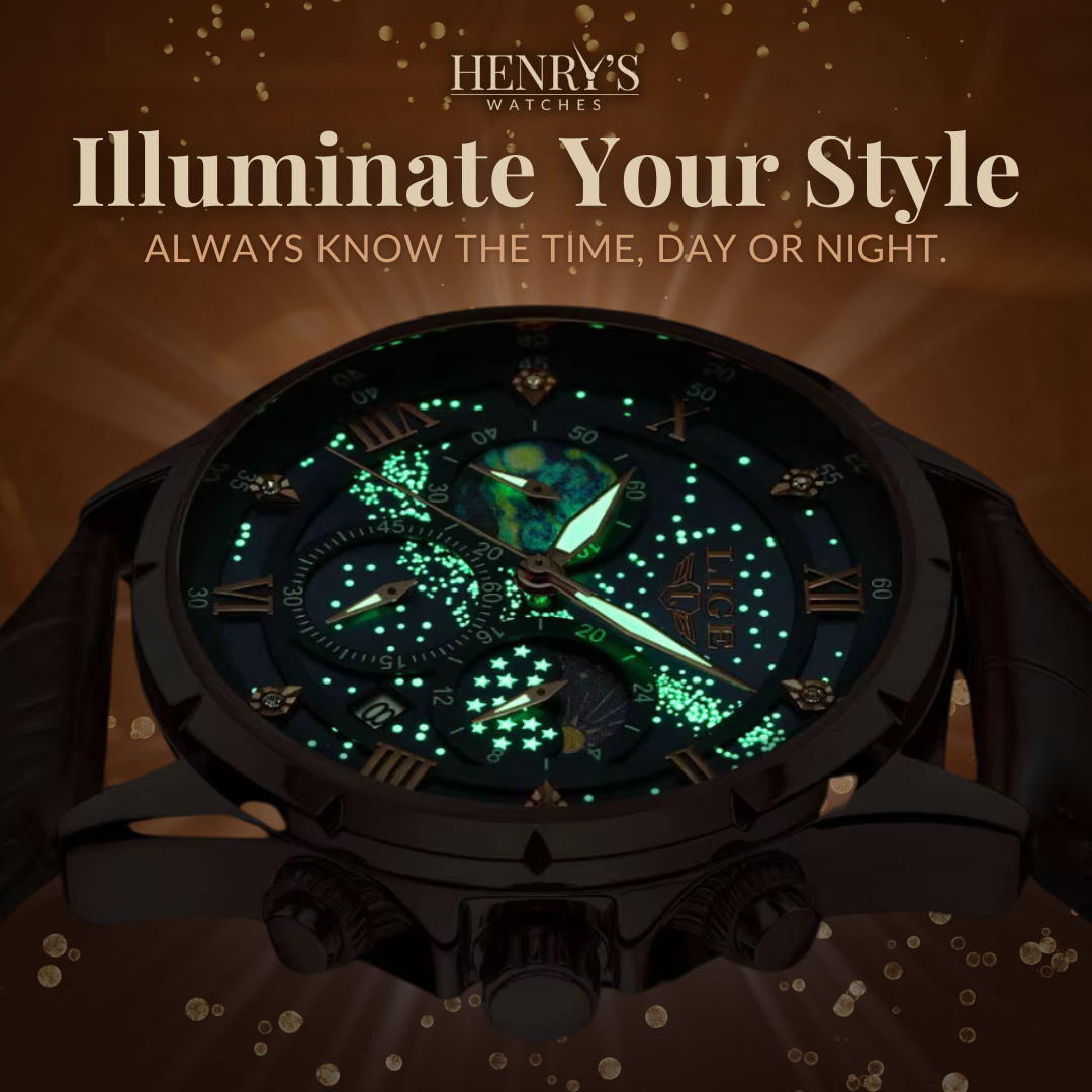 Watch with elegant moon phase display