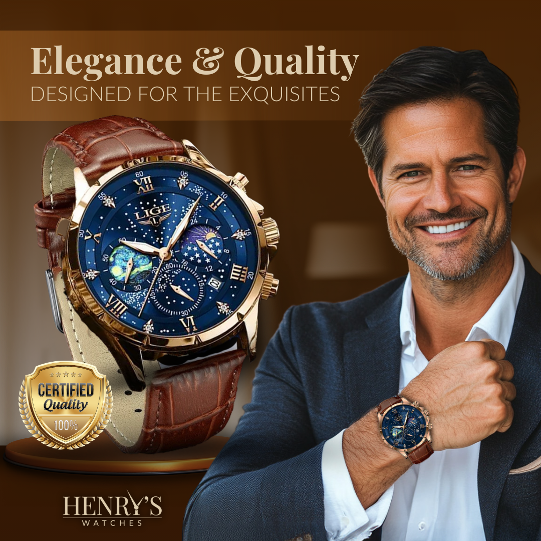 Watch with Elegant Moon Phase Design