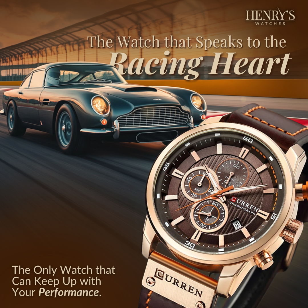 Watch with elegant quartz movement and noble leather strap