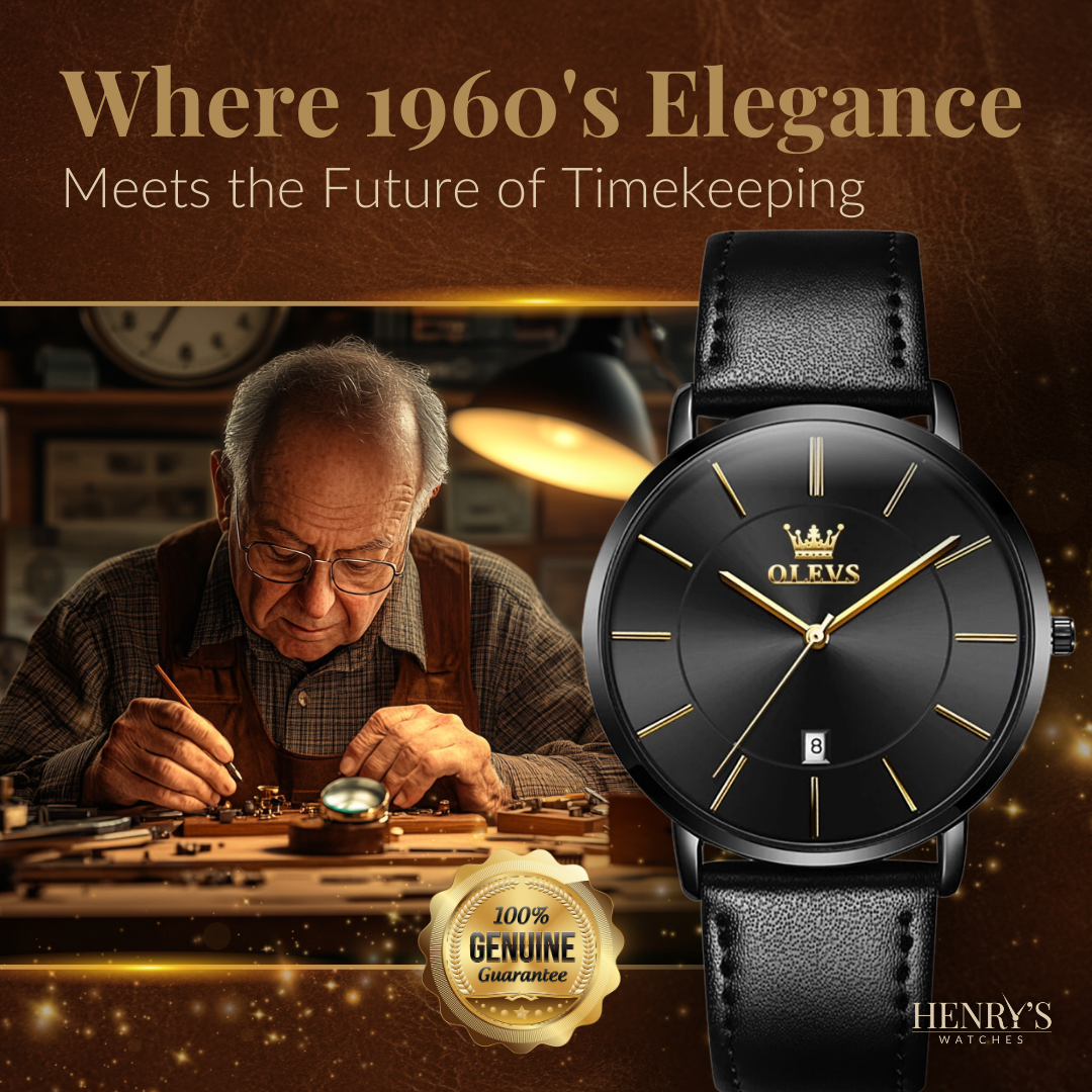 Elegant watch with leather strap