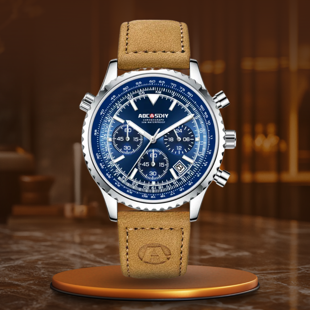 Men's watch strap with luxury chronograph function