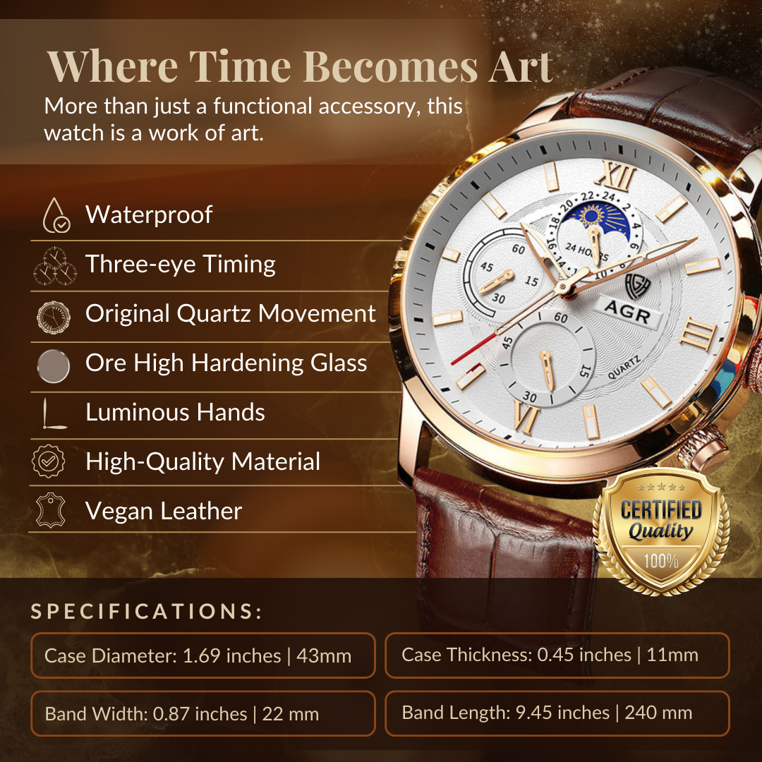 Luxury Leather Watch with Quartz Movement