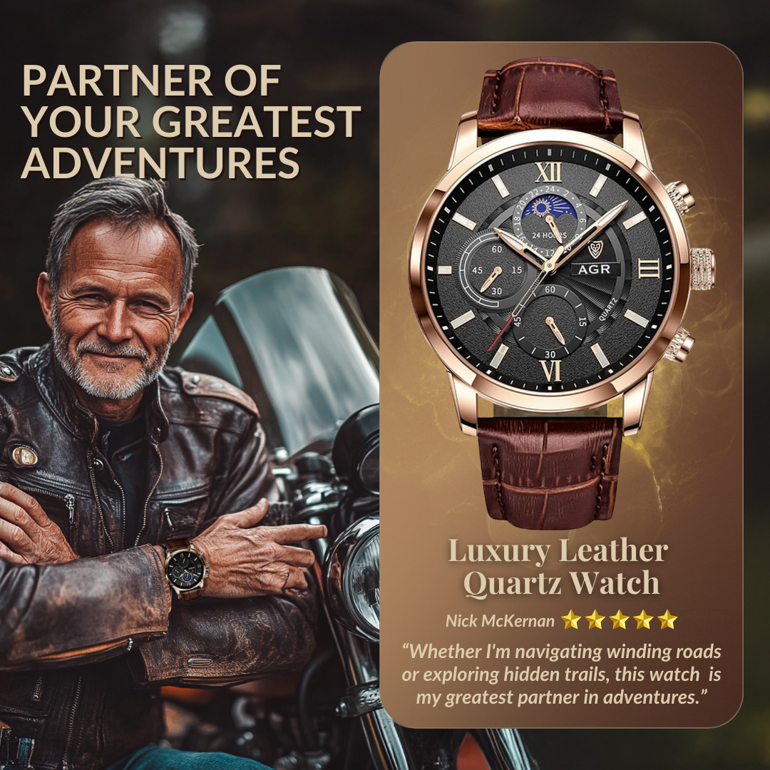 Luxury Leather Watch with Quartz Movement