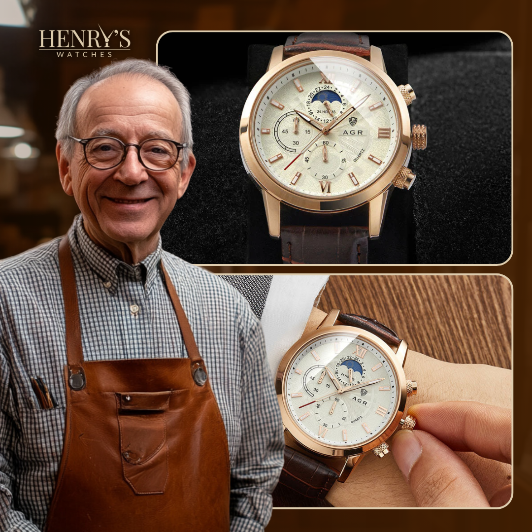 Luxury Leather Watch with Quartz Movement