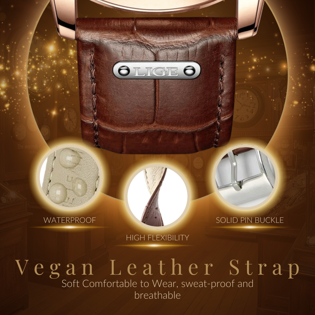 Elegant Chronograph Watch with Premium Leather Strap