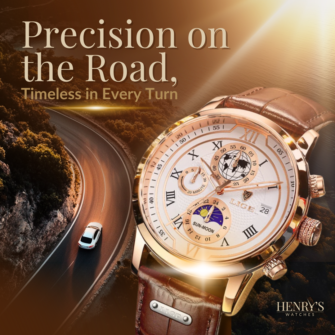 Elegant Chronograph Watch with Premium Leather Strap