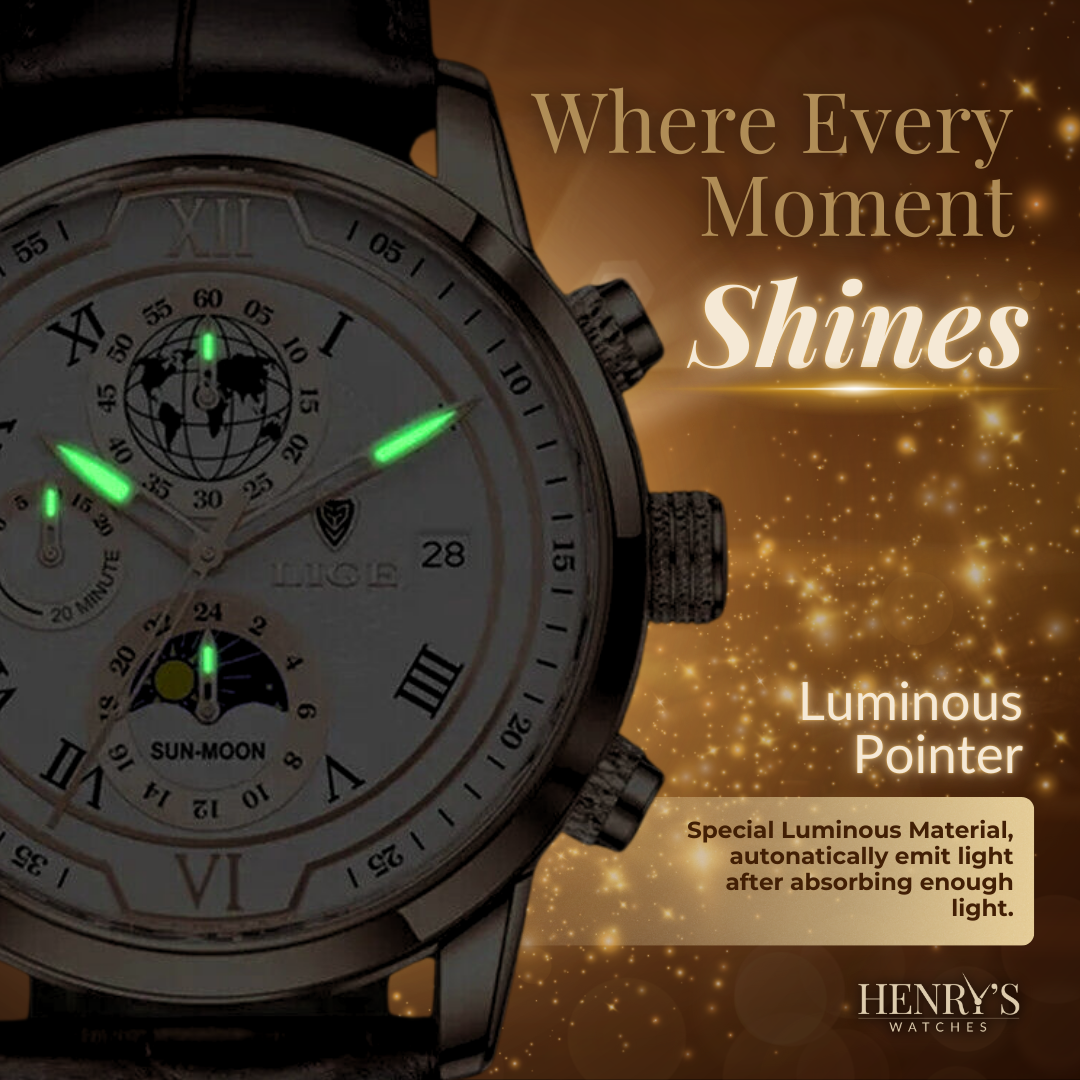 Elegant Chronograph Watch with Premium Leather Strap