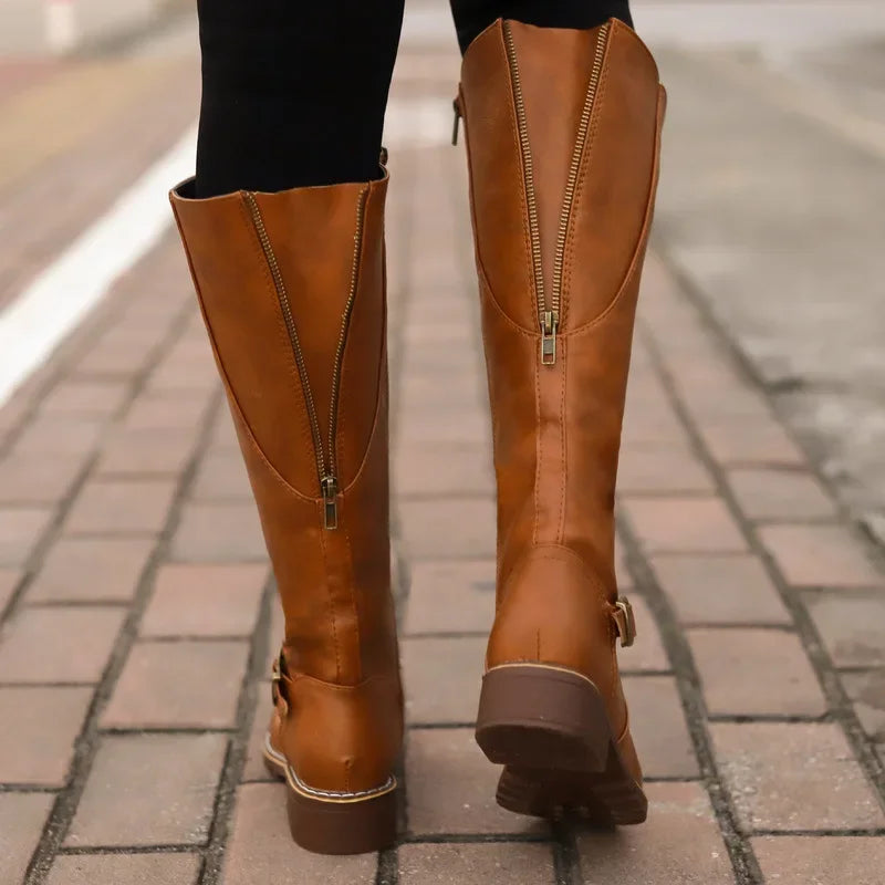 Stylish High Biker Boots for Women – Edgy Design with Oversized Heel