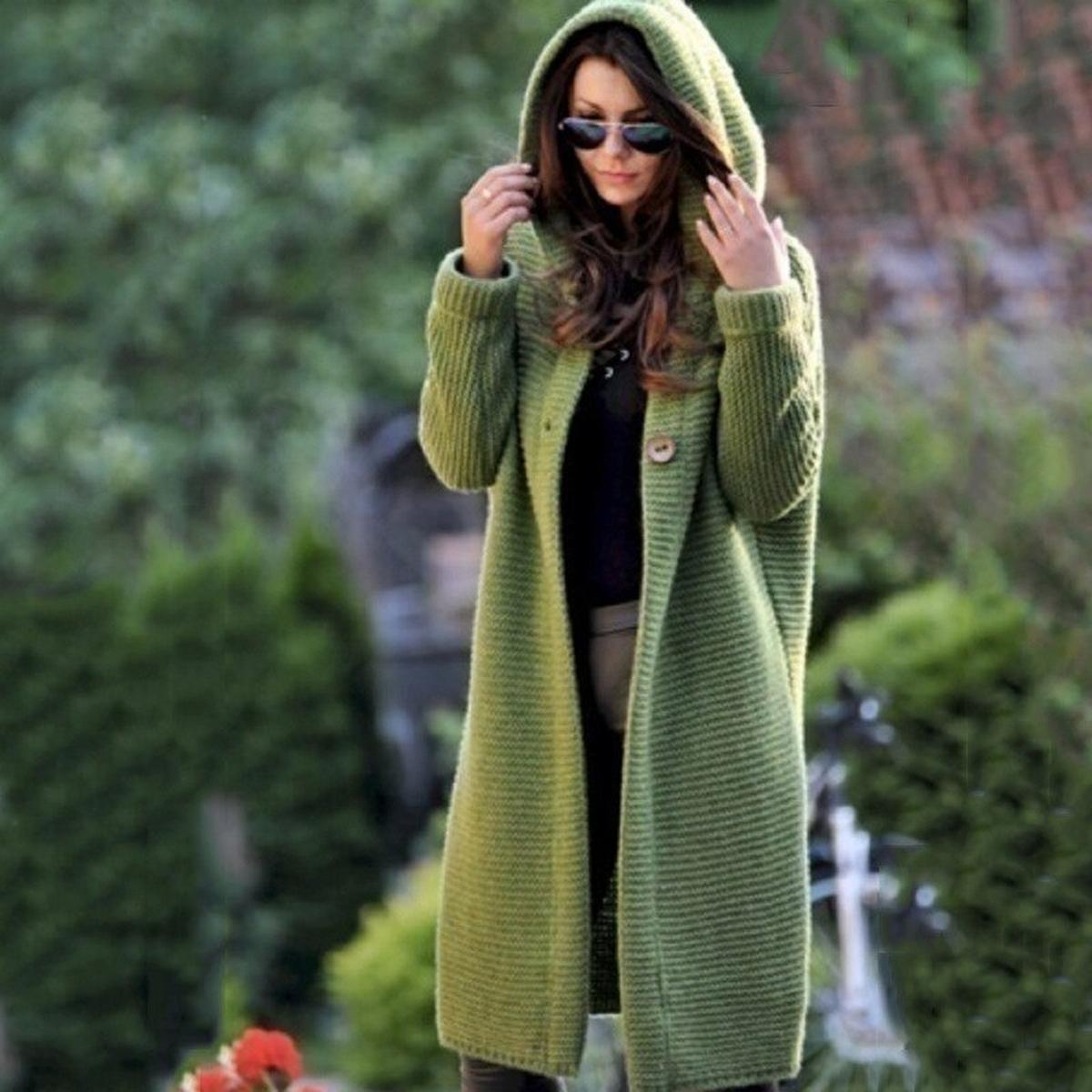 Madison Women's Cozy Knitted Hoodie Maxi Cardigan for Comfort and Style