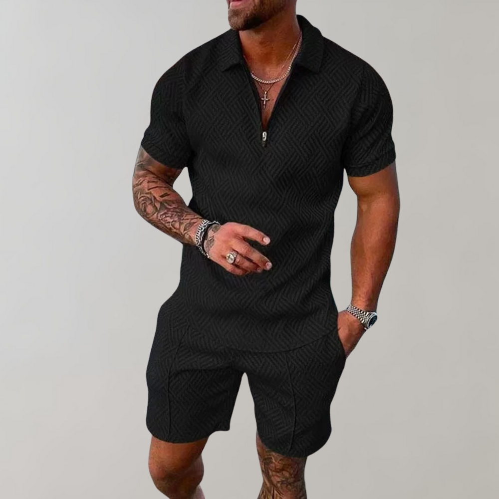 Roman - Polo-style Shorts Set with Zipper for a Comfortable and Sophisticated Look