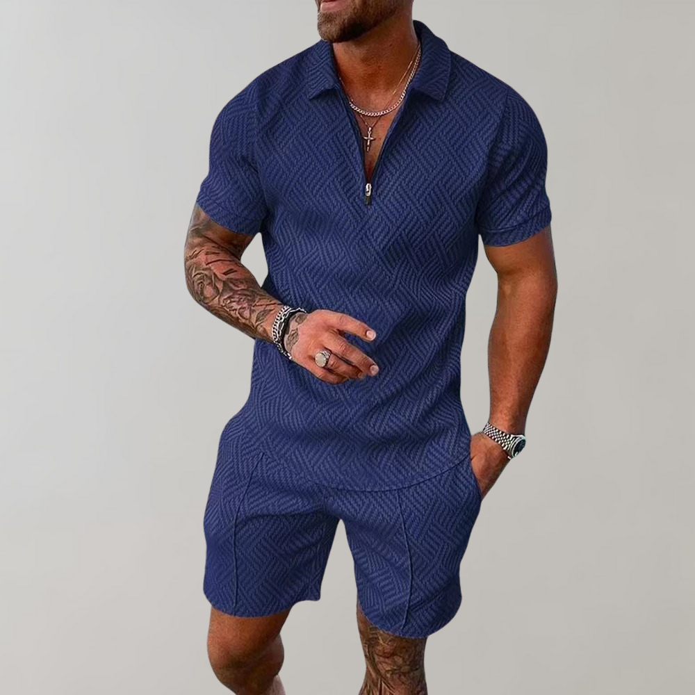 Roman - Polo-style Shorts Set with Zipper for a Comfortable and Sophisticated Look