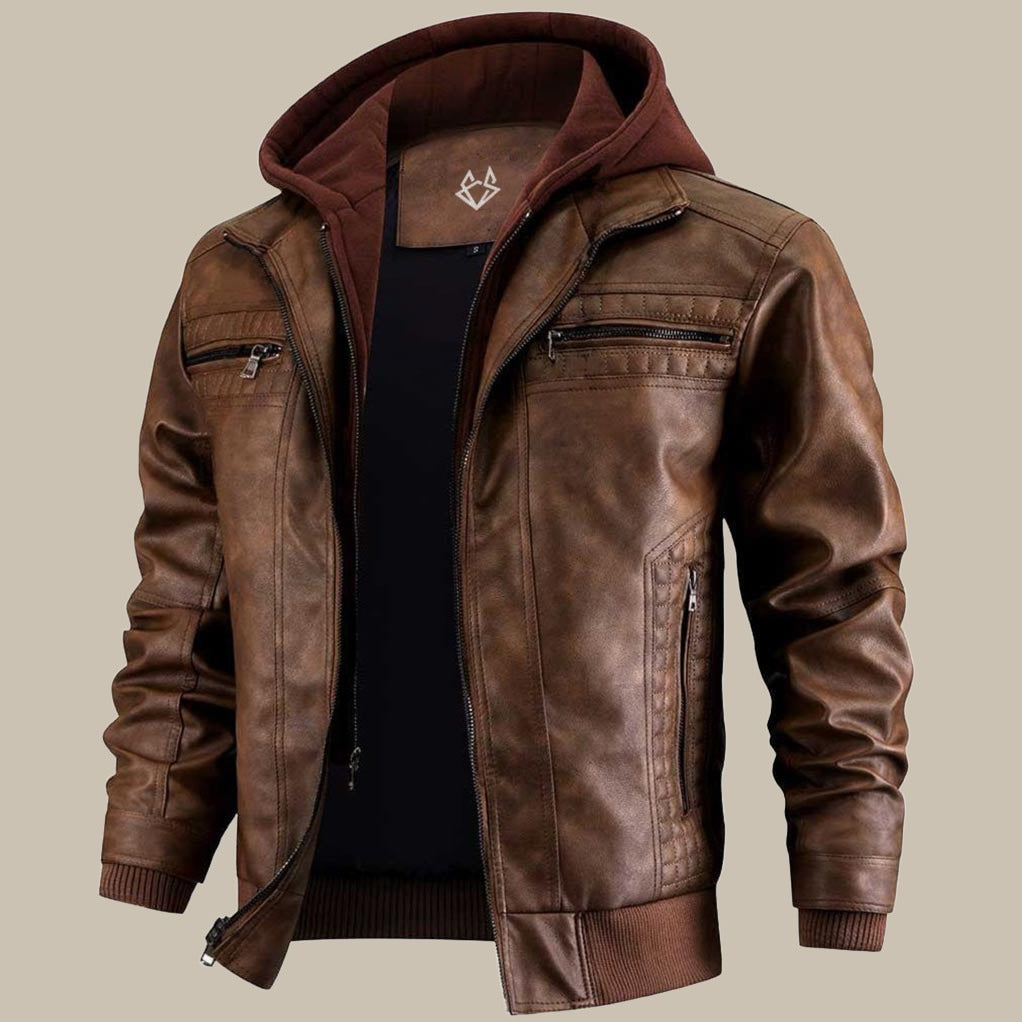 Parker - Vegan Leather Jacket with Hood
