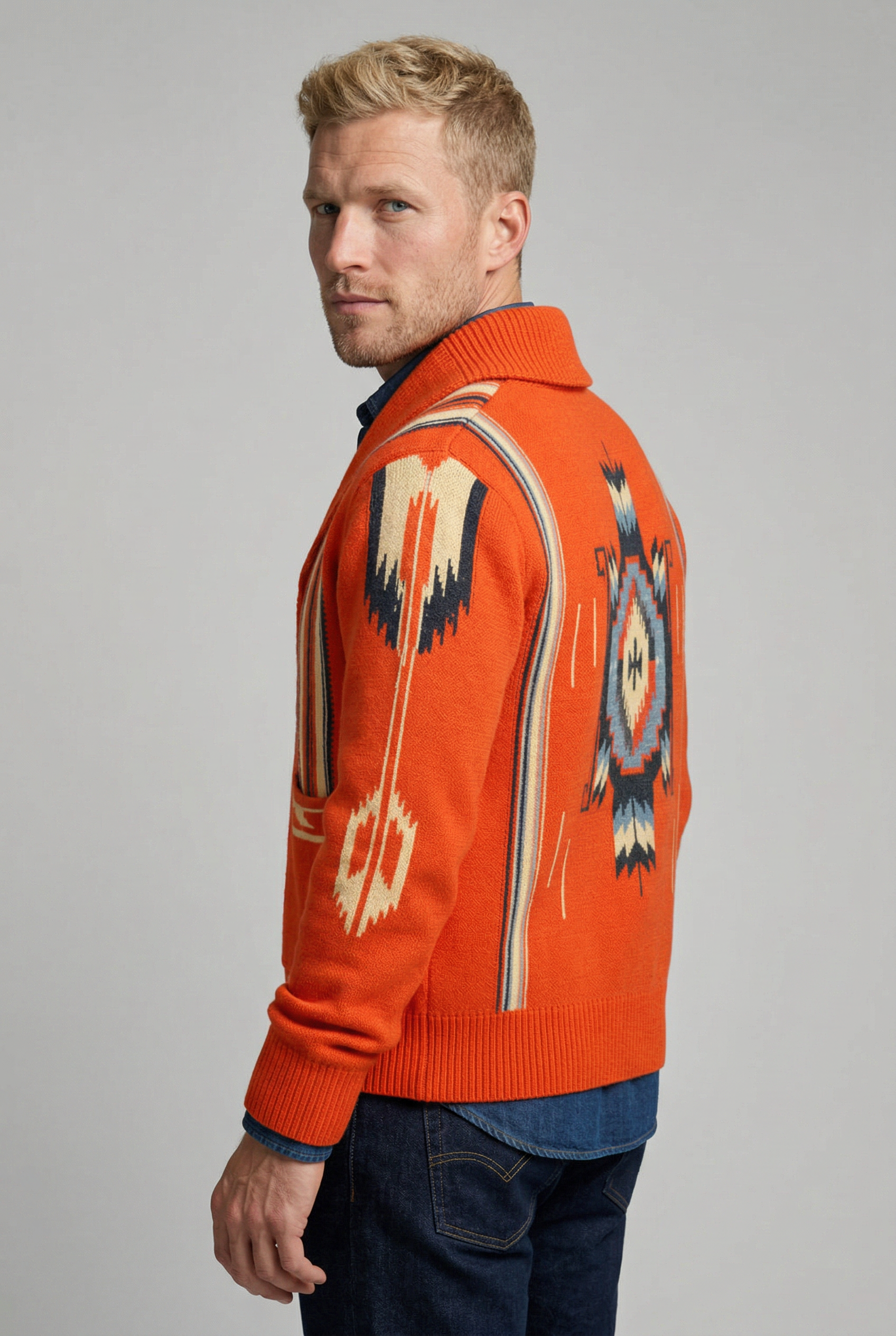 men Gebreide Adrian Vintage Jacquard Lapel Knit Cardigan Timeless Style, Cozy Comfort Vintage | Amorci