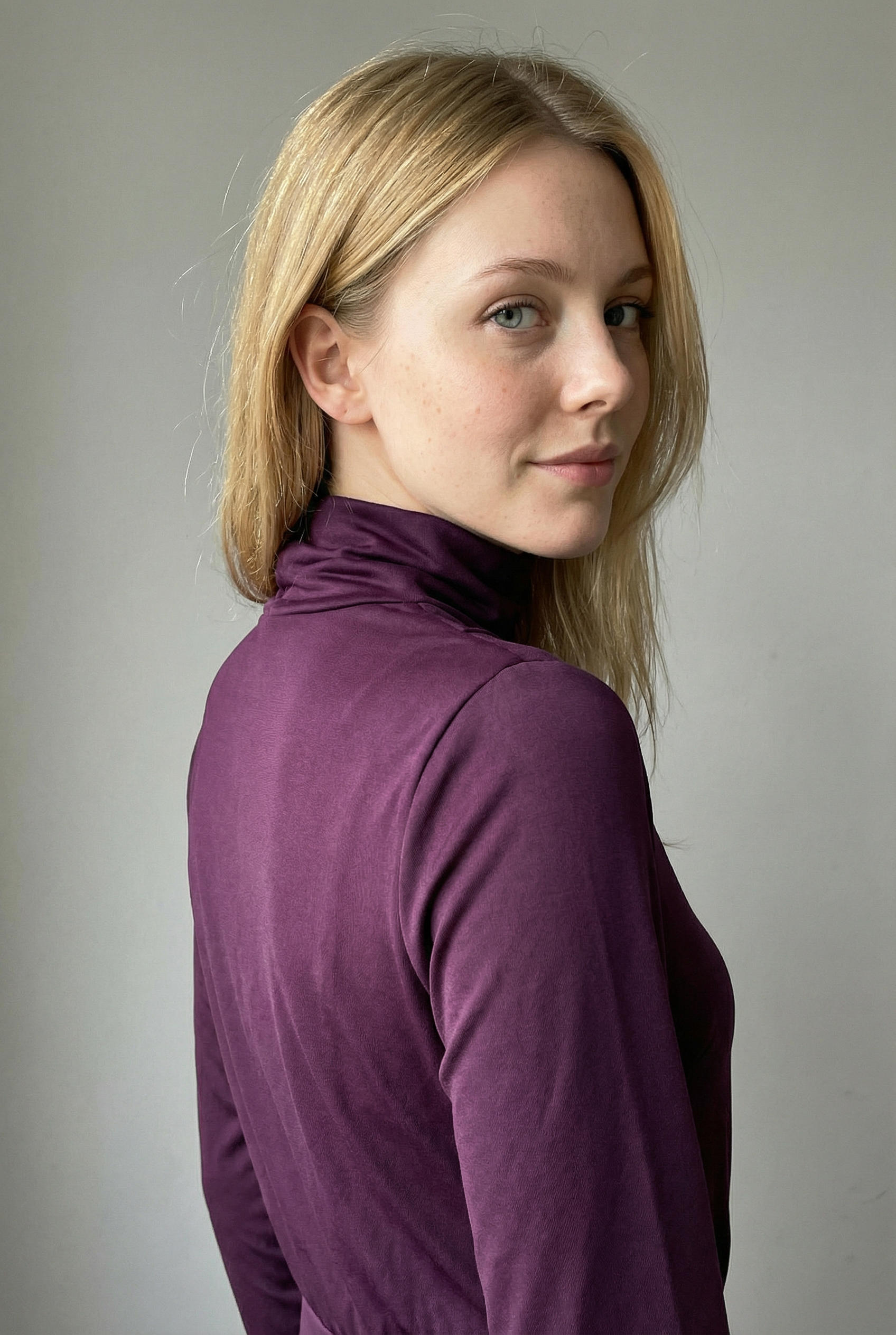 Pink Maxi Asymmetric Dress with High Collar and Pleats