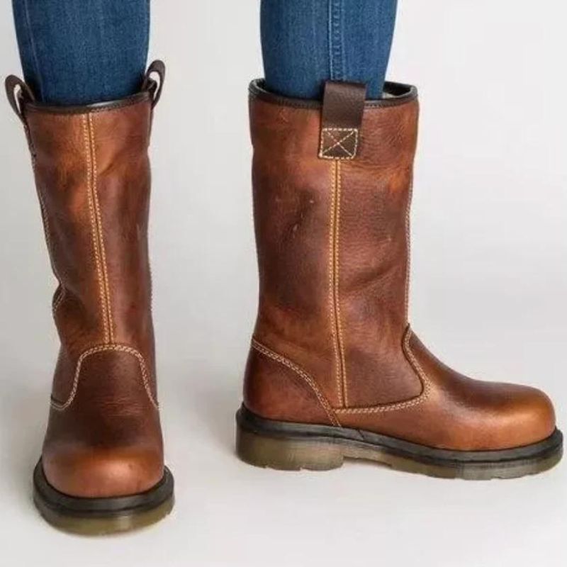 Women's Cowgirl Boots – Warm Comfort for Winter, Mid-Calf Western Style