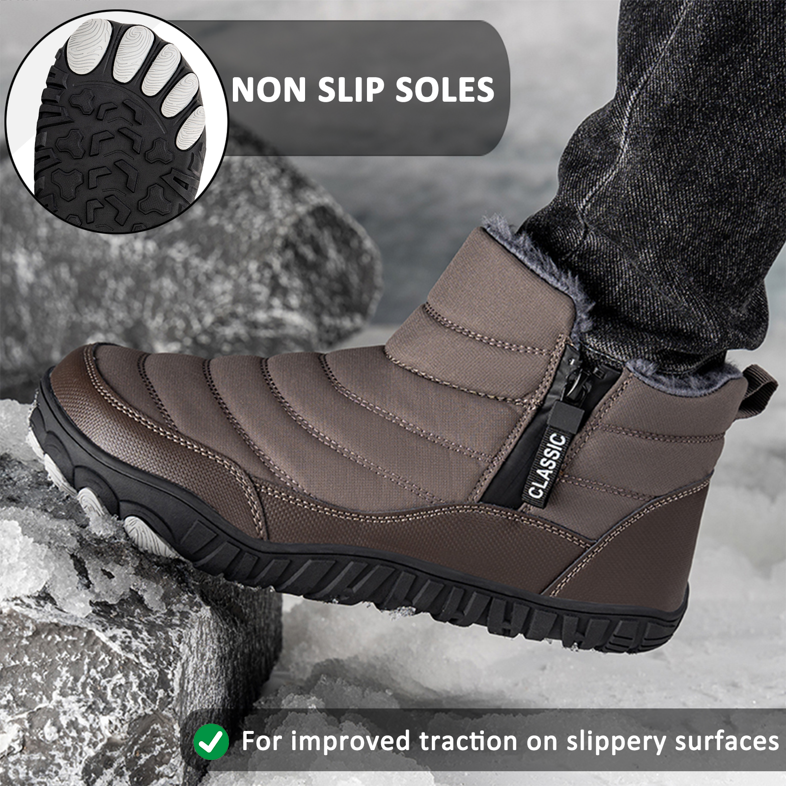 Men's Insulated Winter Boots - Waterproof, Non-slip, and Ultra Comfortable