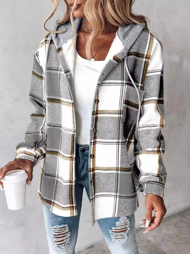 CAMDEN Plaid Hoodie Shacket - Stylish and Versatile Outerwear