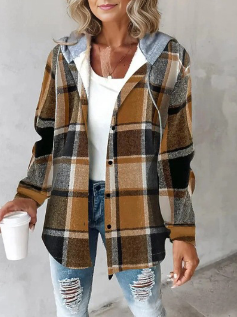 CAMDEN Plaid Hoodie Shacket - Stylish and Versatile Outerwear