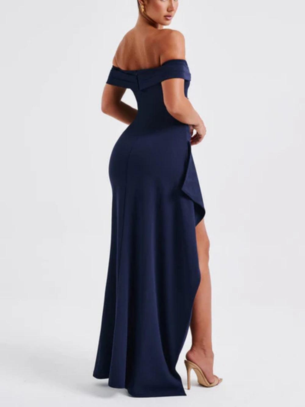 Long Maxi Off-Shoulder Dress with Elegant Slit