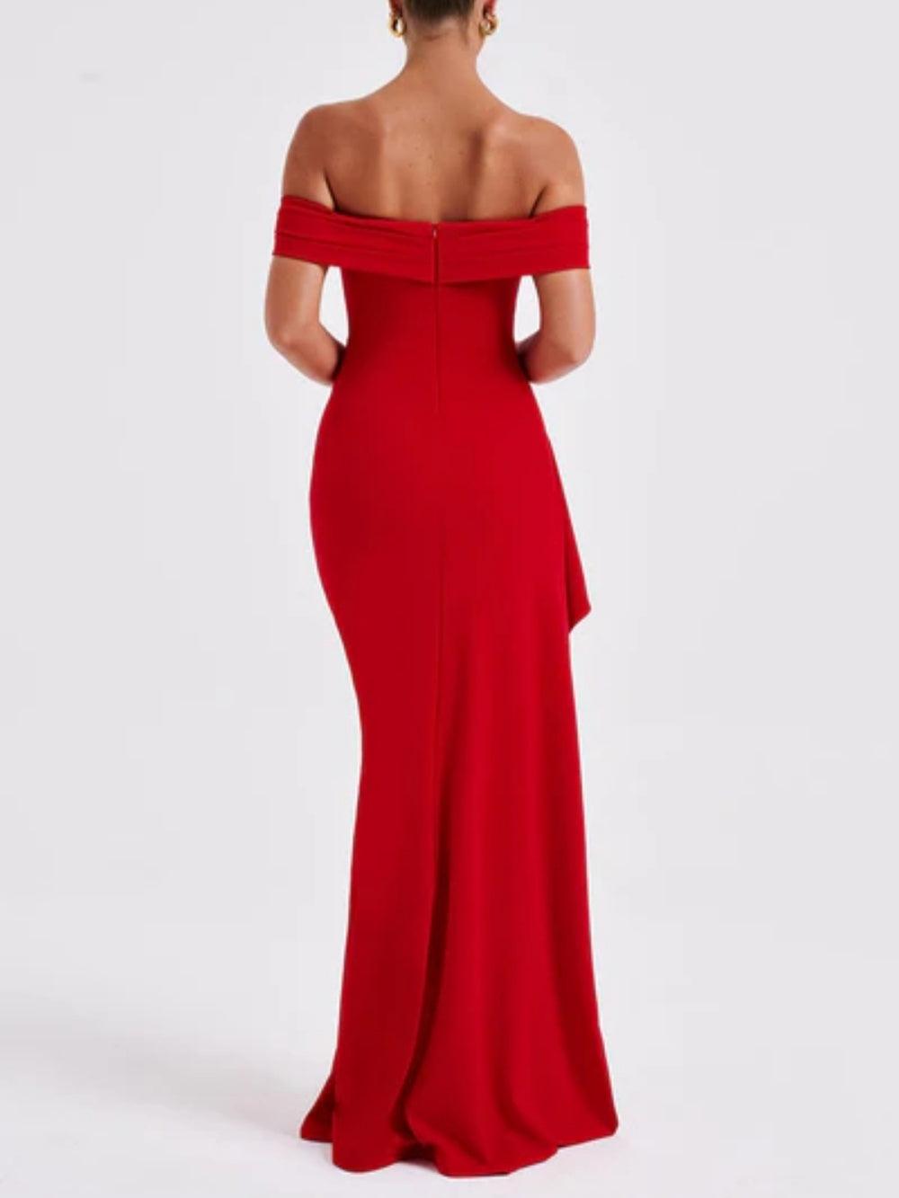 Long Maxi Off-Shoulder Dress with Elegant Slit
