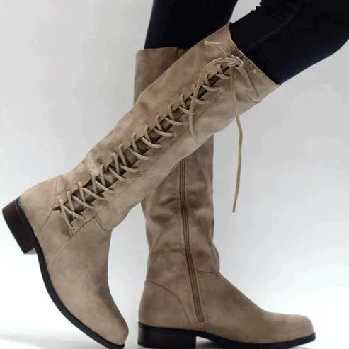 Women's Knee-High Lace-Up Boots for Autumn and Winter