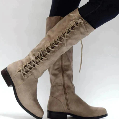 Stylish and versatile lace-up boots for women - knee-high and elegant