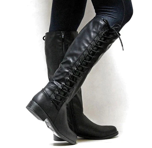 Stylish and versatile lace-up boots for women - knee-high and elegant