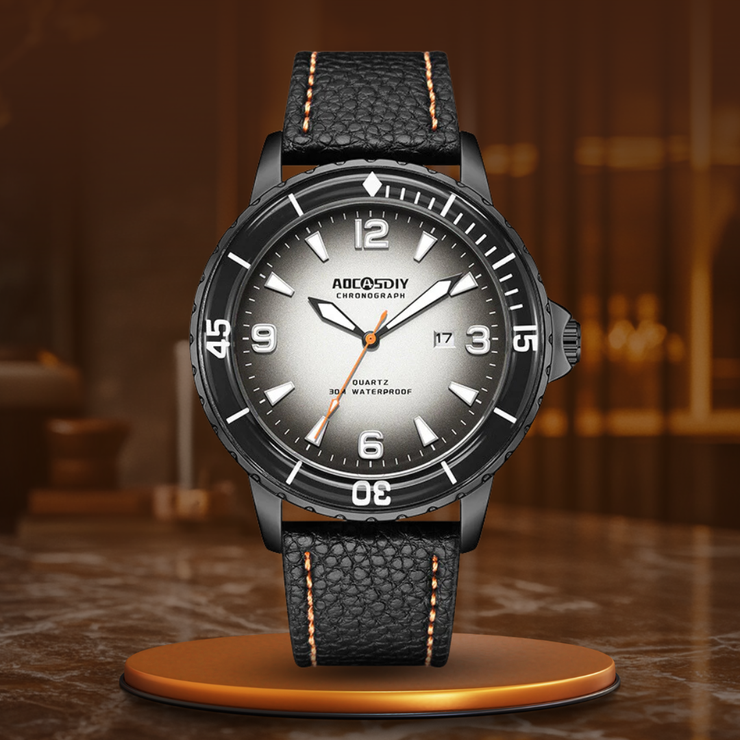 Casual watch with an elegant leather strap