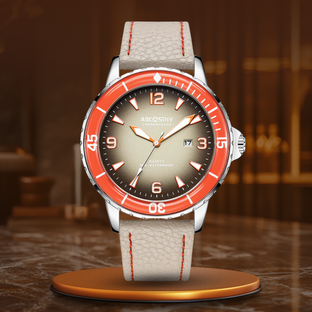 Casual watch with an elegant leather strap