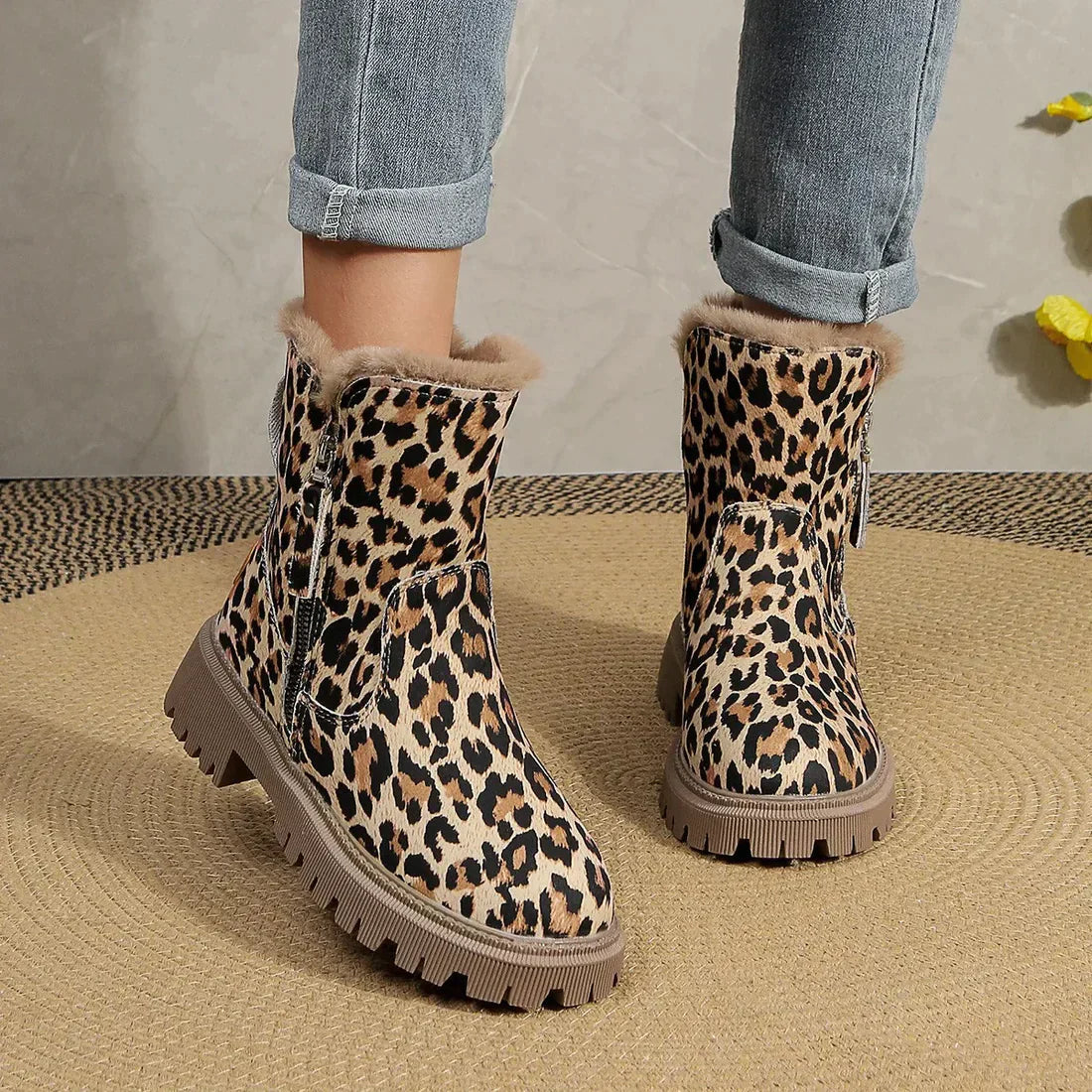 Winter Women's Leopard Print Snow Boots - Comfortable and Stylish Snow Boots