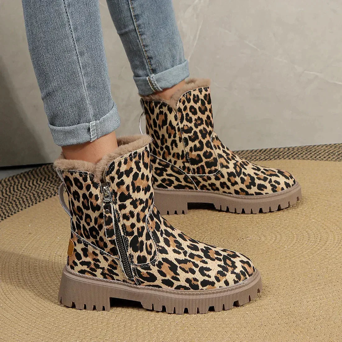 Winter Women's Leopard Print Snow Boots - Comfortable and Stylish Snow Boots
