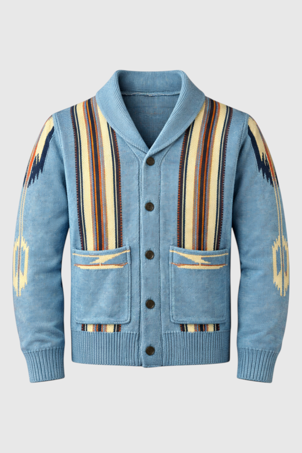 men Gebreide Adrian Vintage Jacquard Lapel Knit Cardigan Timeless Style, Cozy Comfort Vintage | Amorci