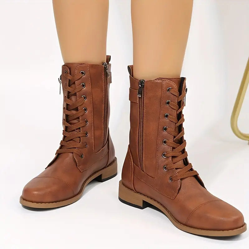Women's Lace-Up Ankle Boots - Elegant and Comfortable