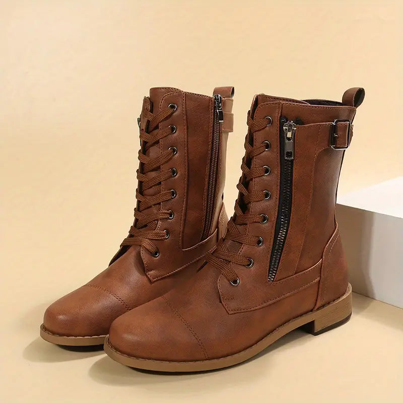 Women's Lace-Up Ankle Boots - Elegant and Comfortable