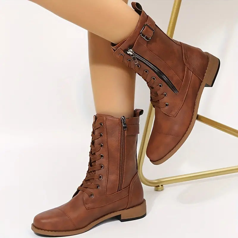 Women's Lace-Up Ankle Boots - Elegant and Comfortable