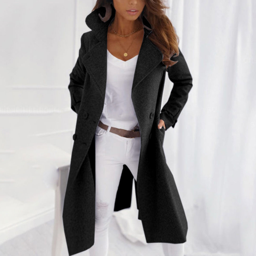 Chic Women's Long Coat with Stylish Buttons