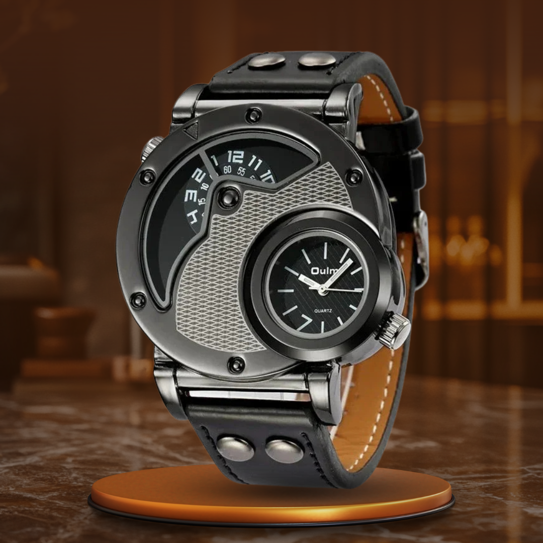 Watch with double time display in luxury design