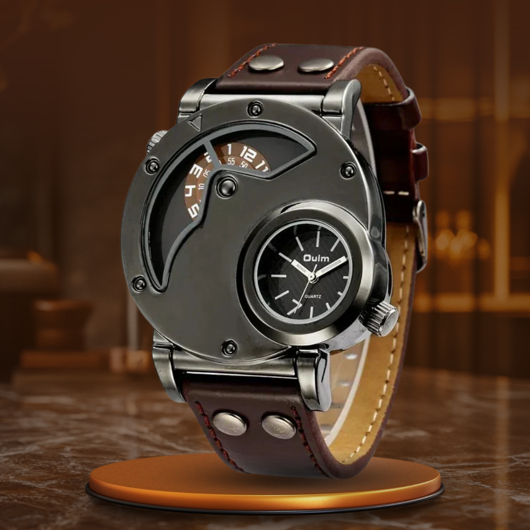 Watch with double time display in luxury design