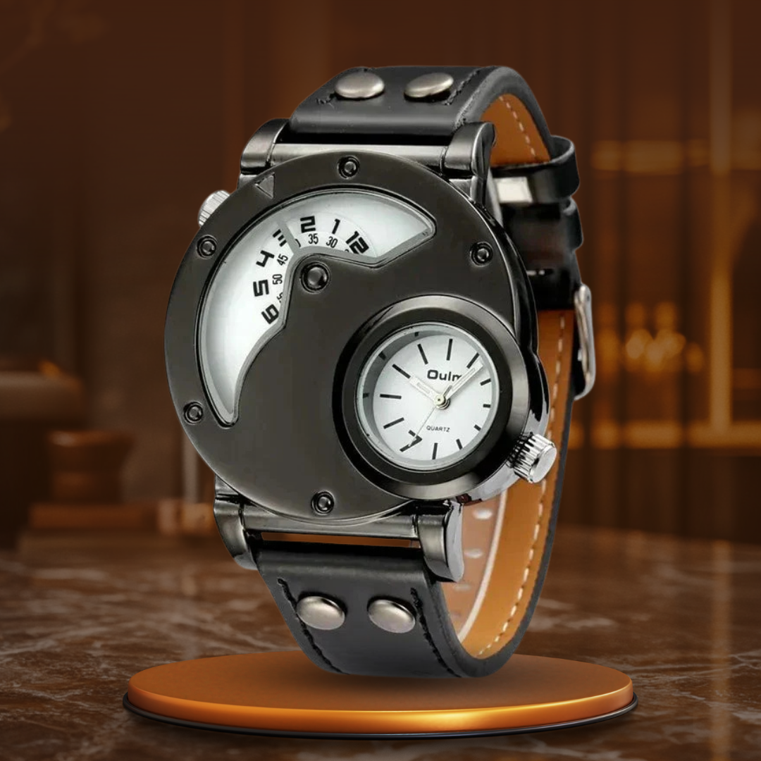 Watch with double time display in luxury design