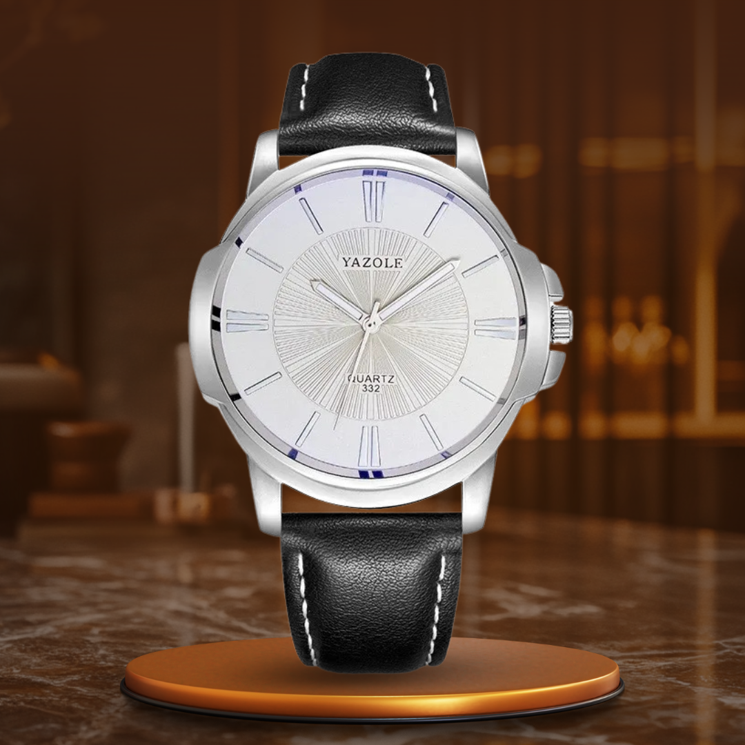 Blue Glass Watch with Leather Strap – Luxury and Elegance for Any Occasion