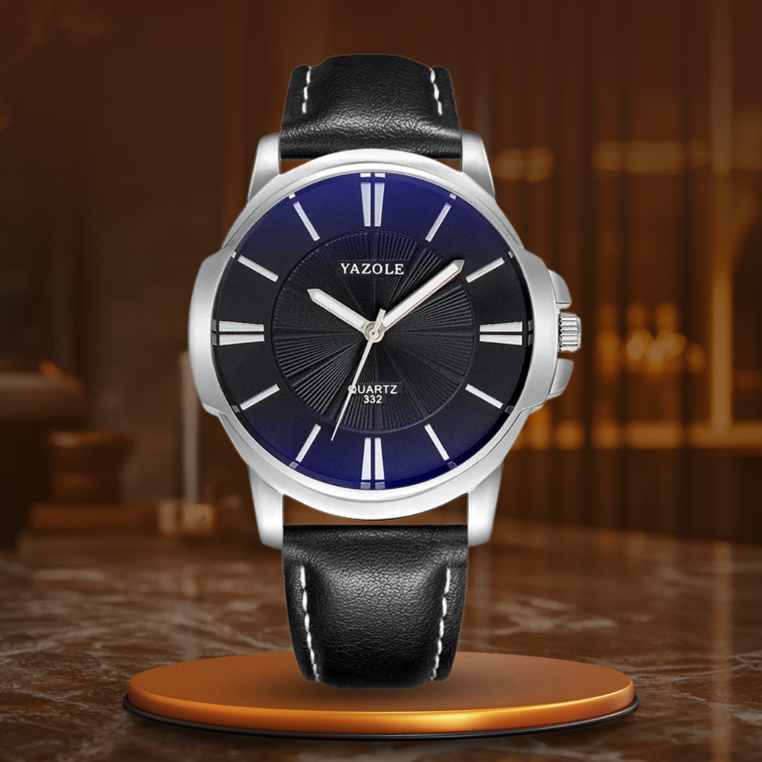 Blue Glass Watch with Leather Strap – Luxury and Elegance for Any Occasion