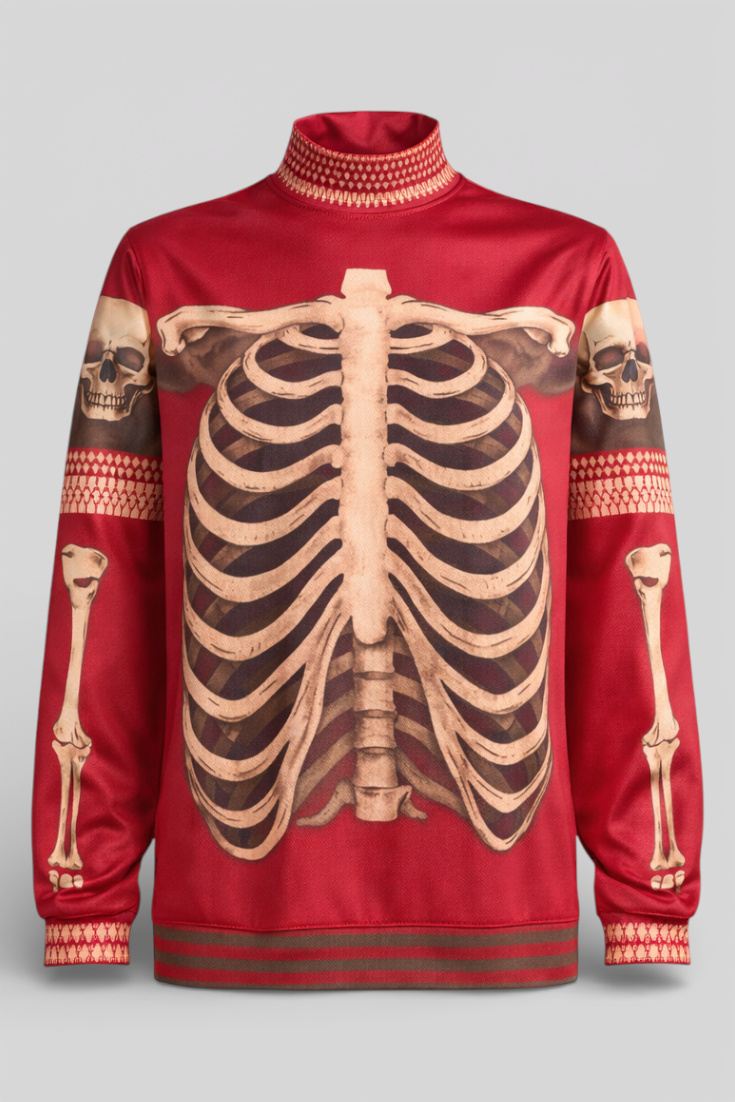Vintage Halloween Cardigan with Anatomy Pattern – Quirky and Warm Look