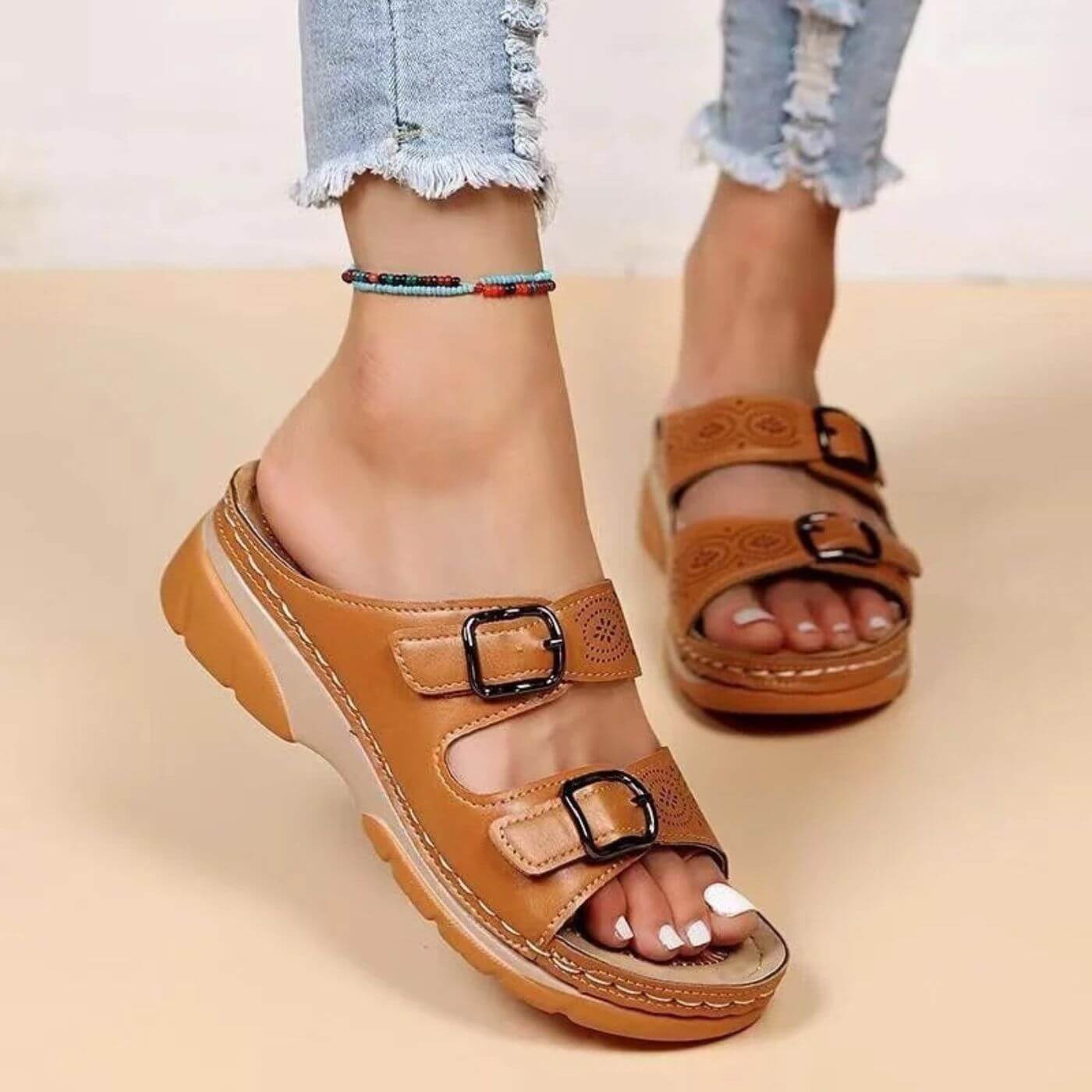 Yadira - Double Buckle Orthopedic Sandals for Maximum Comfort and Support