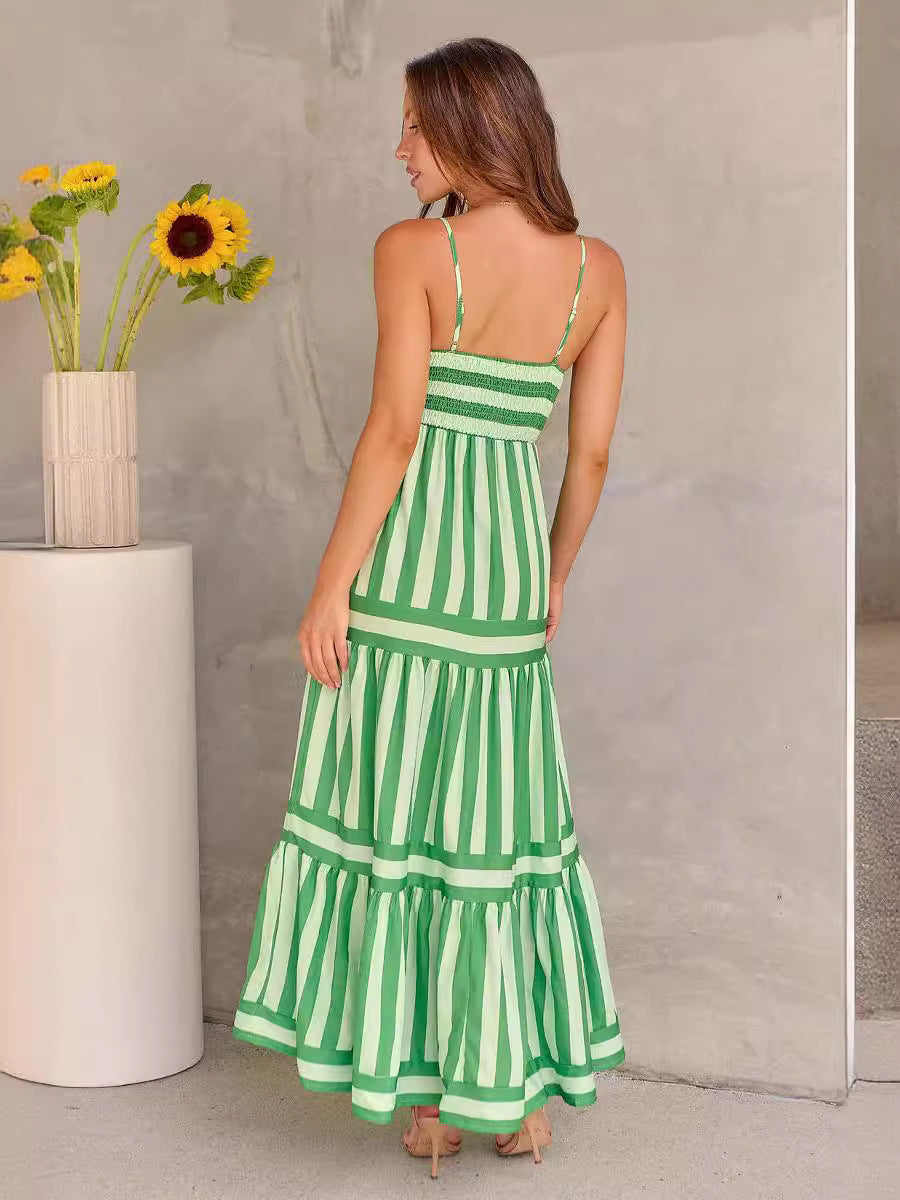 Marisol | Striped Maxi Dress with Straps and Pockets 1