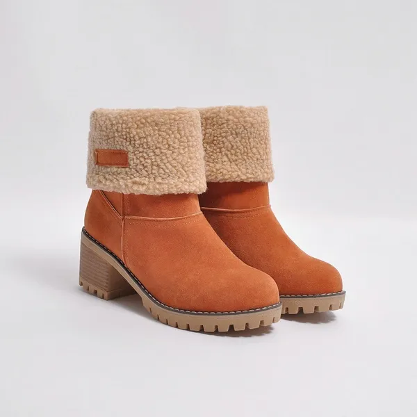 Women's Mid-Calf Fur-Lined Shoes – Elegant, Warm, and Comfortable