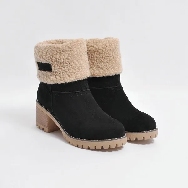 Women's Mid-Calf Fur-Lined Shoes – Elegant, Warm, and Comfortable