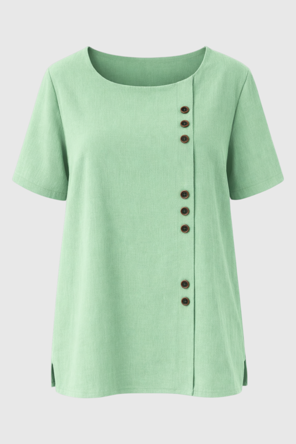 Elegant Women's Linen Blouse with Button-Front Closure